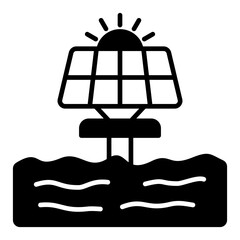 Floating Solar Black Icon Vector Illustration
