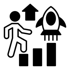 Advancement Black Icon Vector Illustration