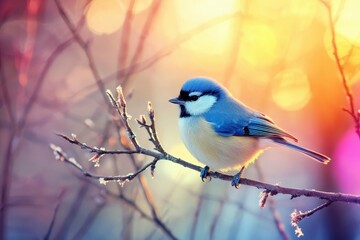vibrant color picture of bird on the tree animal in nature natural colorful background