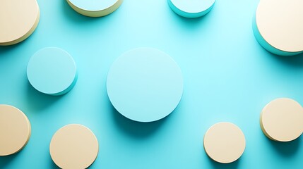 Pastel Cylinders with Blue Background.