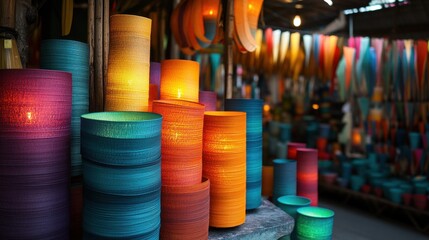colorful paper lamps for sale at a shop in Vietnam, Southeast Asia