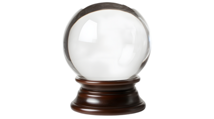Clear crystal sphere on a wooden base