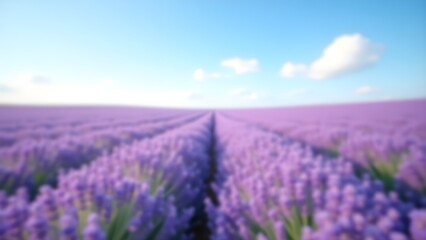 Obraz premium Blooming Lavender Field Under Blue Sky with Clouds