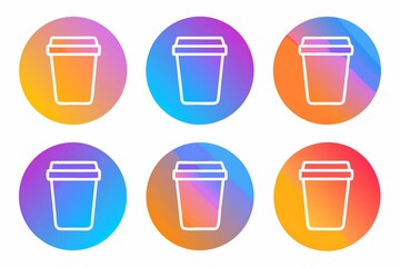 Cup. Round icons with color gradients 