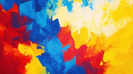 vibrant abstract painting in red yellow and blue