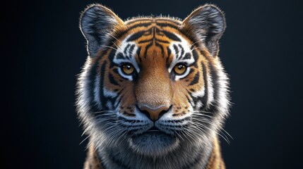 Fototapeta premium Frontal close up view of a Siberian tiger (Panthera tigris altaica)