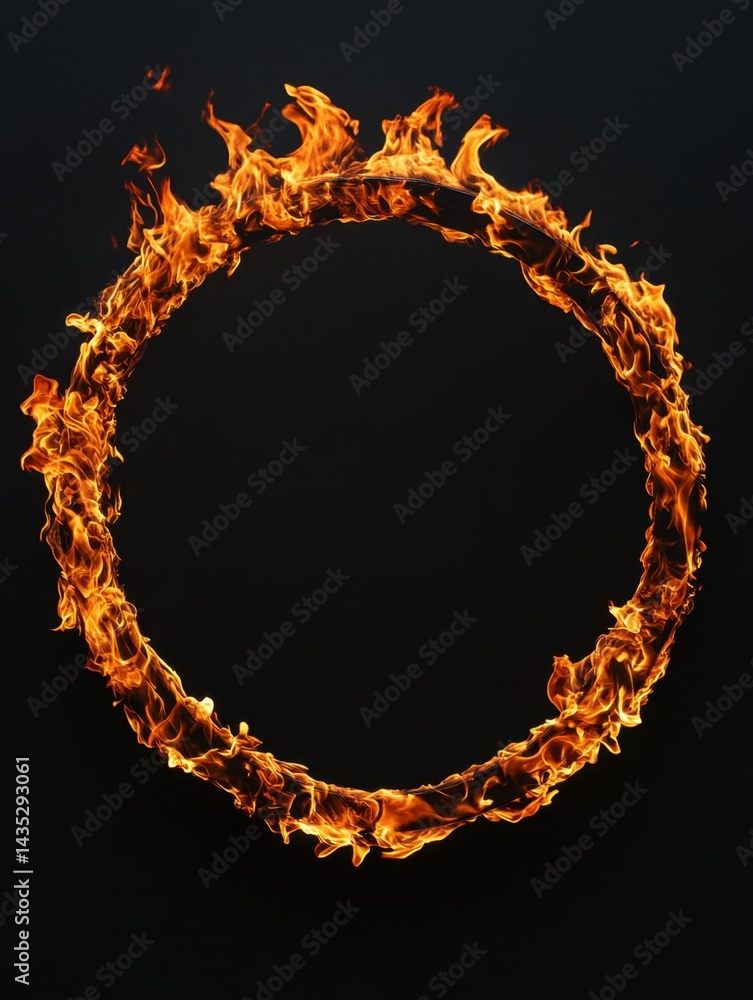 Poster fiery circle on black backdrop creating a dramatic and intense visual effect perfect for digital art