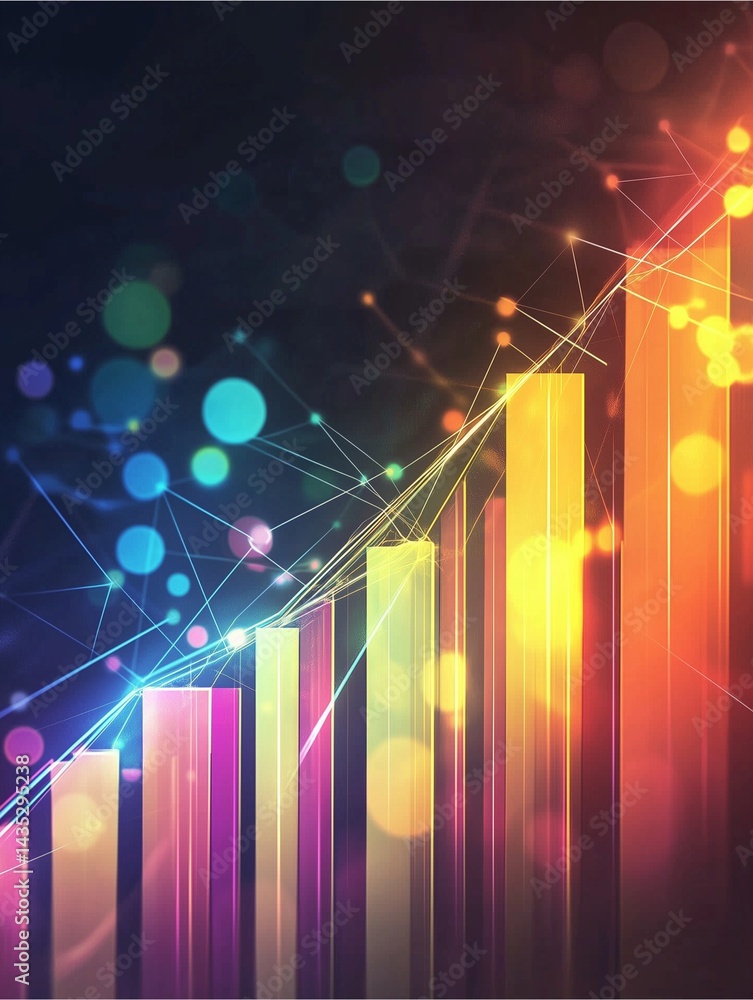 Aufkleber financial growth visualization: dynamic financial growth depicted through vibrant bar graphs and int