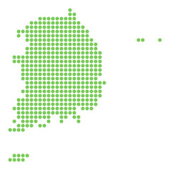 원형 도트 모자이크 표현 남한 한반도 한국