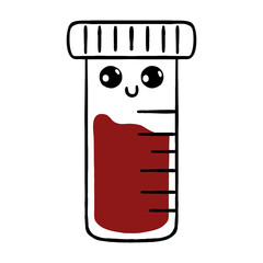 cute cartoon test tube for blood donation concept