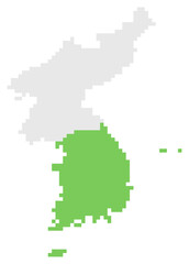 픽셀 도트 모자이크 표현 남한 한반도 한국