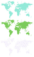 별 픽셀 원형 도트 모자이크 표현 세계지도