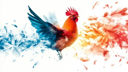 Obraz premium A colorful bird with red