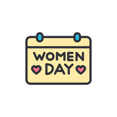 Women's day colored icons, minimalist vector illustration ,simple transparent graphic element .Isolated on white background