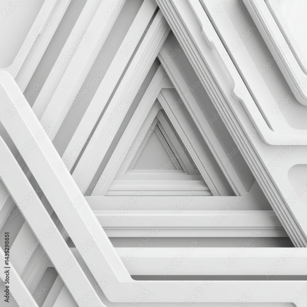Poster abstract white triangle tunnel perspective creating depth and dimension modern architectural design 