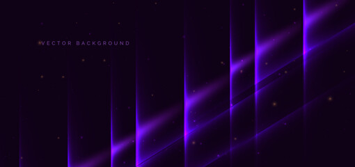 Abstract modern geometric purple glowing diagonal lines background.