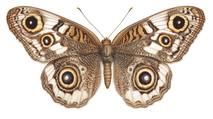 Detailed Butterfly with Ornate Patterns and Colorful Wings Against a Transparent Background