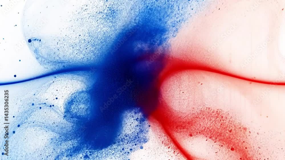 Poster dynamic abstract patterns vibrant blue and red paint splashes evoke energy and movement in colorful 