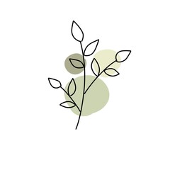 Abstract minimalist line art posters/wall art with doodle organic shapes, green theme modern trendy design, contemporary artwork