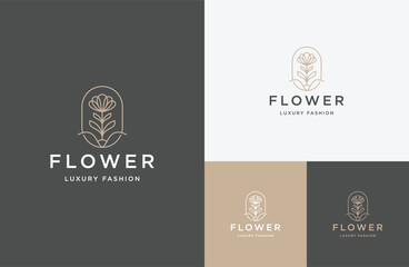 Flower logo template Luxury rose lotus Premium vector
