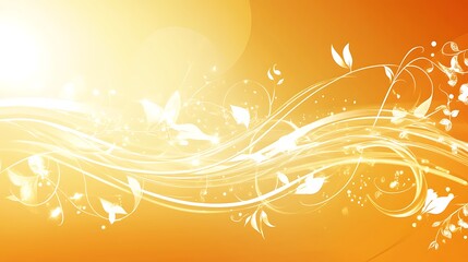Orange Floral Wave Background. (1)