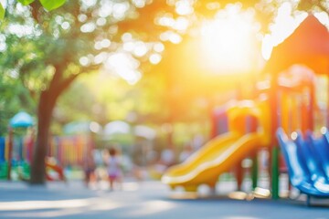 high definition image of blur kid playground outdoor park copy space
