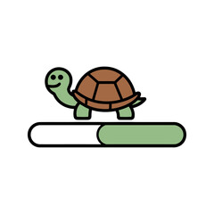 Cute Turtle on Progress Bar Cartoon Illustration