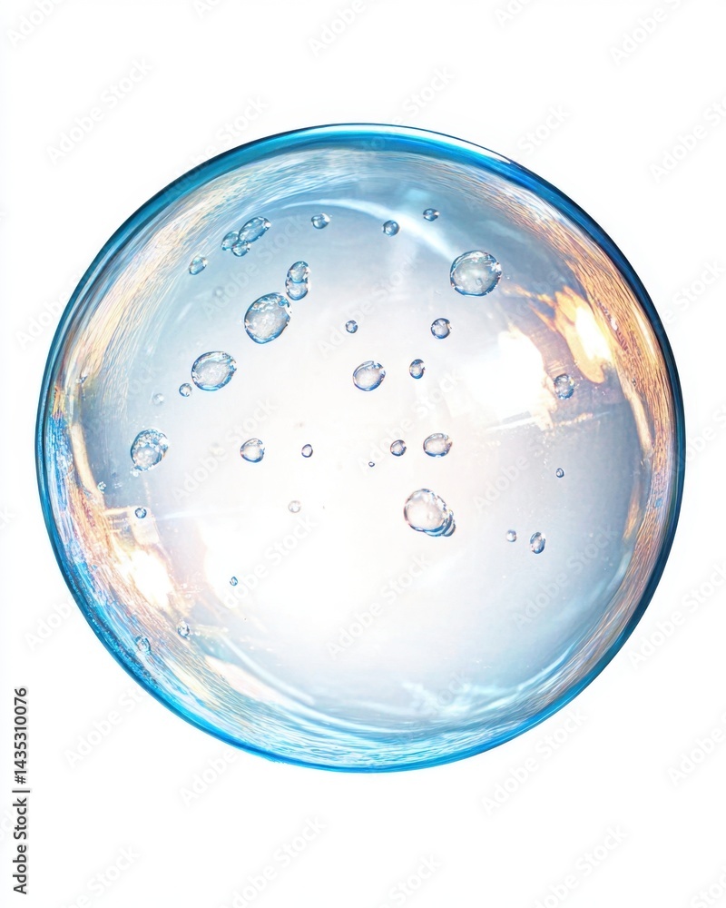 Aufkleber abstract blue bubble with internal bubbles and reflections on a clean white background captures a se