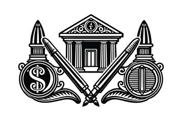 Victorian style Color Pen Finance Banking Line Symbols