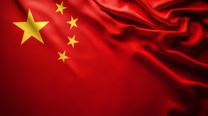 People's Republic China of China Flag, red background with copy space. AI generated images.