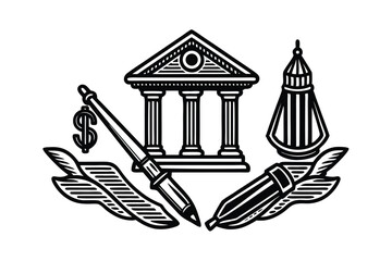 Victorian style Color Pen Finance Banking Line Symbols
