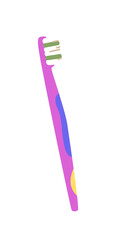 Plastic toothbrush isolated vector flat cartoon illustration. 
