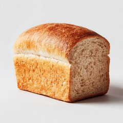 Loaf of bread close up photograph on white background