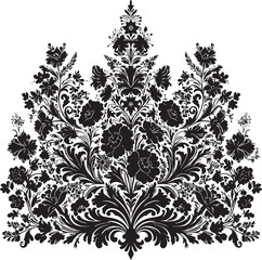 Geometric vector gorgeous silhouette flower ornament design. black and white floral background