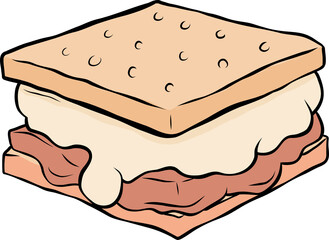 ice cream sandwich cartoon-style drawing.