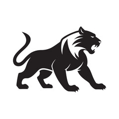 Crouching Tiger Hunting Silhouette Vector