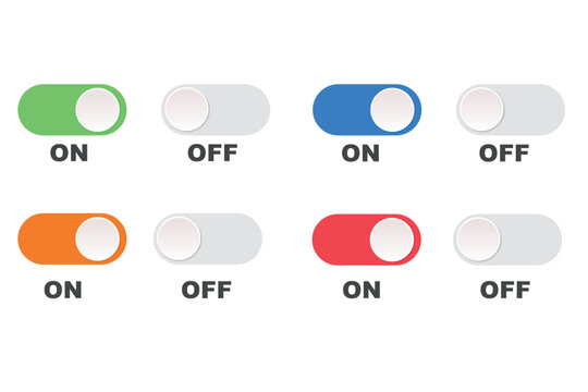 On off toggle switch button ui ux design interface element control slider green blue orange red color