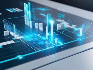 Abstract Data Visualization with Glowing Graph and Charts