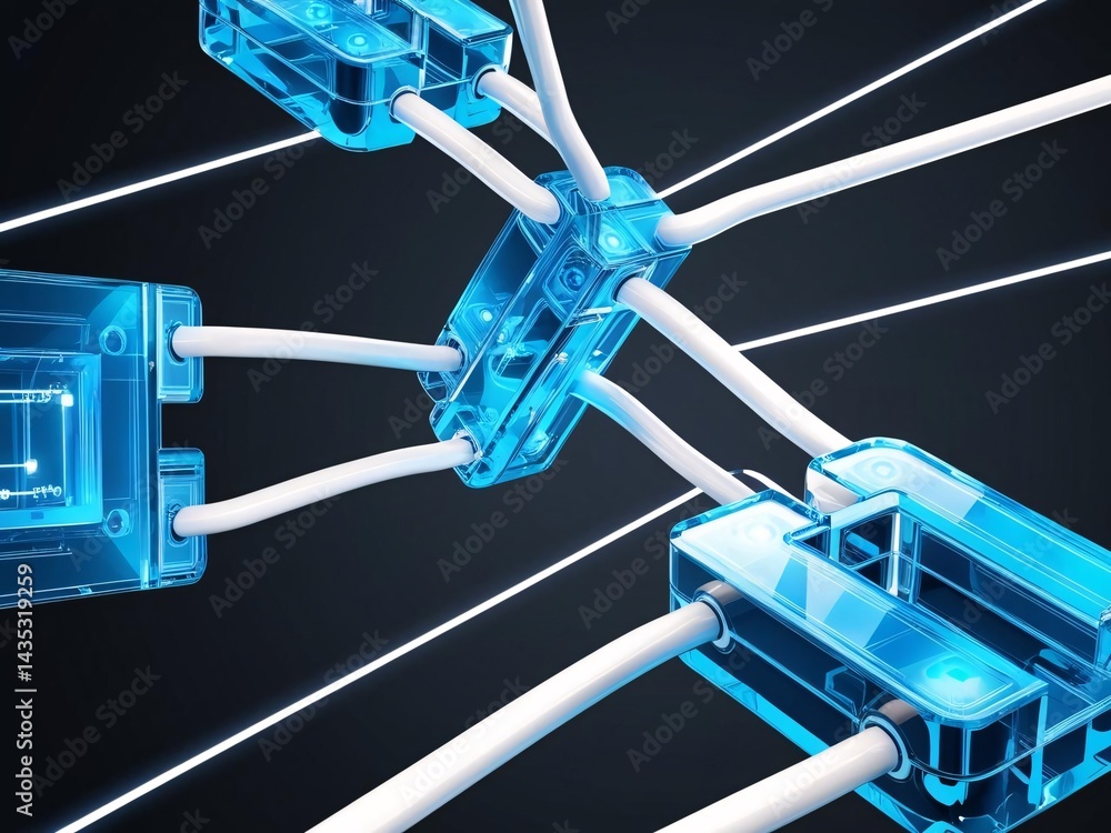 Poster digital connection and data transmission concept