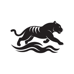 Swimming Tiger Silhouette Vector Art
