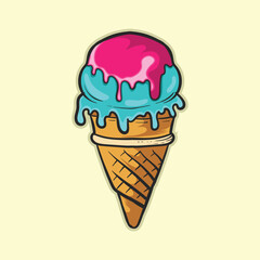 Wonderful yammy ice cream hand drawing design