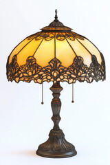 Elegant vintage table lamp illuminating with warm light
