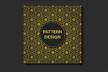 Luxury Geometric Golden Pattern on Black Background, Elegant Islamic Style Decoration, Seamless Abstract Ornament for Invitations, Packaging, Wallpapers, and Branding.