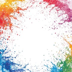 Fototapeta premium Colorful paint splatters forming a frame.