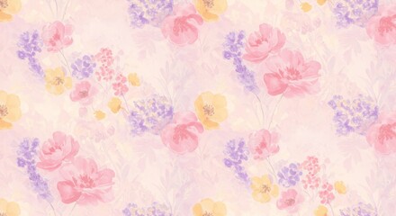 Repeating soft floral meadow background