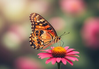 Golden Wings, Pink Embrace AI Generated