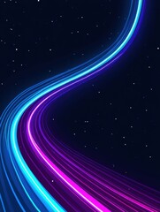 Obraz premium Abstract cosmic background with glowing neon lines and starry sky creating a futuristic and dynamic visual vibrant colors and smooth curves