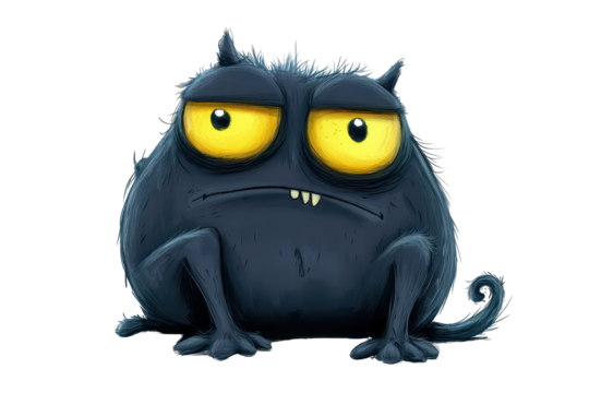 A cute yet sorrowful monster character captured in cartoon style brings charm and empathy to designs