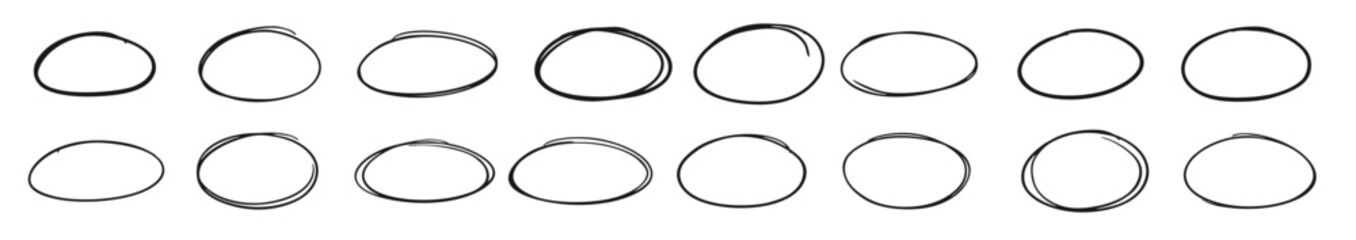 Hand drawn circle line sketch set