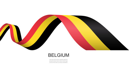 Belgium flag on a waving ribbon, Belgian Independence Day concept design.
